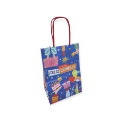 Bolsa "FELIZ CUMPLE" 14 x 8 x 20 cm c- manijas