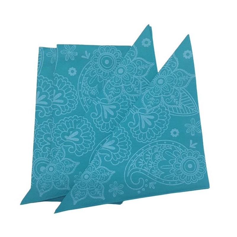 Servilletas Bouquet D-P 33 x 33 Flor Vintage TURQUESA (pack x 25 unidades)