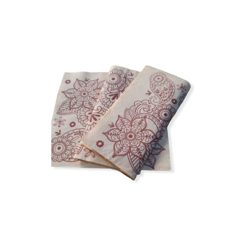 Servilletas Bouquet D-P 33 x 33 Flor Vintage BEIGE (pack x 25 unidades)
