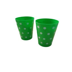 Vaso Cónico PP 180 cc Verde con  Lunares Blancos (x 50)