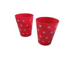 Vaso Cónico PP 180 cc Rojo con  Lunares Blancos (x 50)