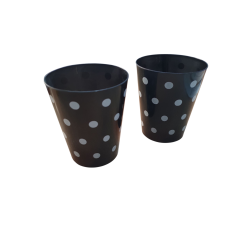 Vaso Cónico PP 180 cc Negro con  Lunares Blancos (x 50)