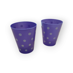 Vaso Cónico PP 180 cc Lila con  Lunares Blancos (x 50)