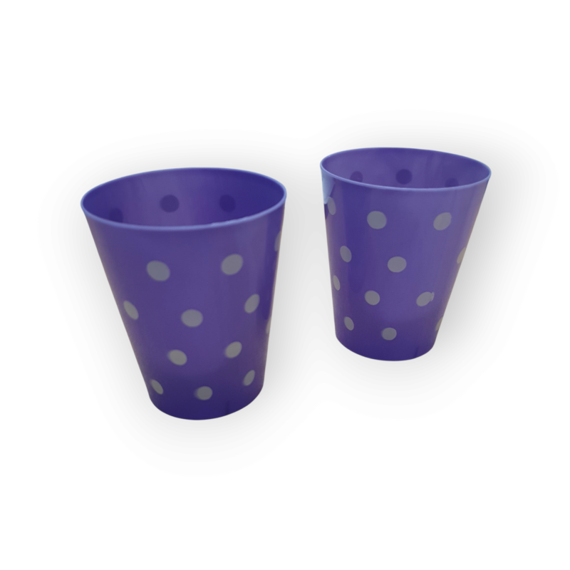Vaso Cónico PP 180 cc Lila con  Lunares Blancos (x 50)