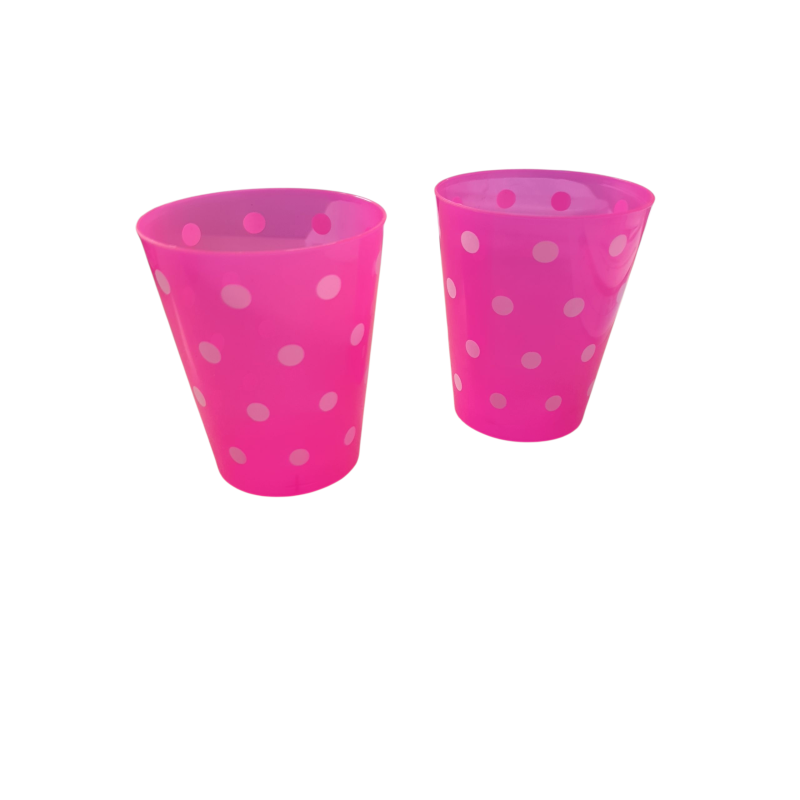 Vaso Cónico PP 180 cc Fucsia con  Lunares Blancos (x 50)