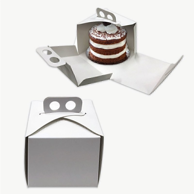 Estuche Blanco c/ manija Porción Torta (12 x 12 h: 10 cm) x 10 unidades