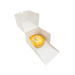 Caja BOX Cartulina Blanca p/Porción Torta (12.5 x 12.5 h: 12 cm) x 10 unidades