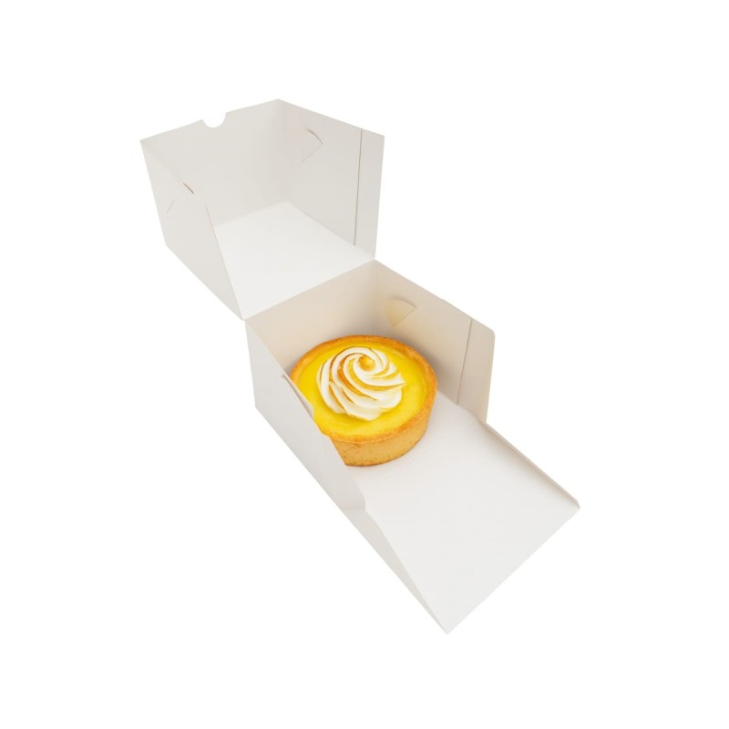 Caja BOX Cartulina Blanca p/Porción Torta (12 x 12 h: 10 cm) x 10 unidades
