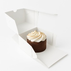 Caja BOX Cartulina Blanca p/Porción Torta (12.5 x 12.5 h: 12 cm) x 10 unidades