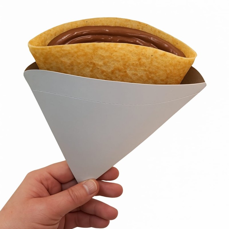 Porta Crepas Cartulina Blanca (14 cm Largo x 13 cm Ancho) x 100 unidades