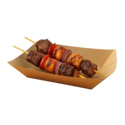 Bandeja Food Truck Cartulina Kraft (pegadas) 15 x 11 h: 3 cm (x 100 unidades)