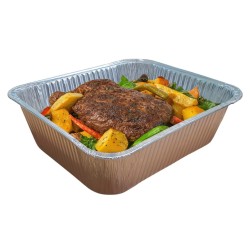 Bandeja Aluminio 3000 ml Rectangular (32,5 x 26,6 h: 4,5 cm) + Tapa Plástica (x 1)