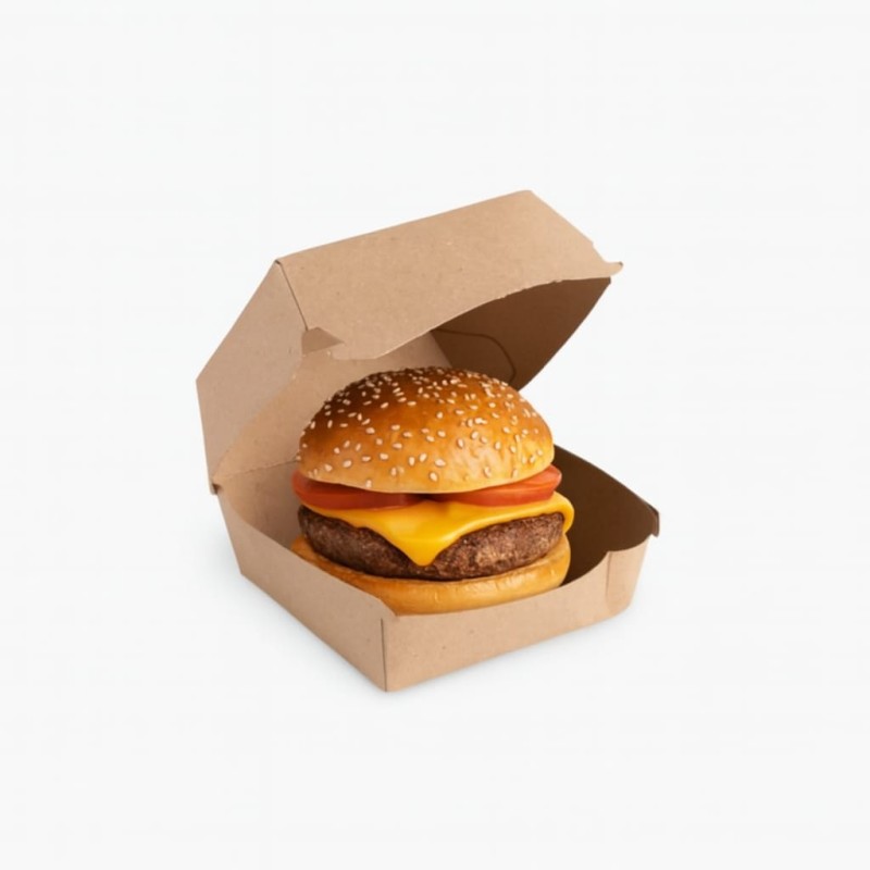 Estuche Kraft BIO 18 p/ Hamburguesa Grande (13 x 11 h: 8,7 cm) x 10 unidades
