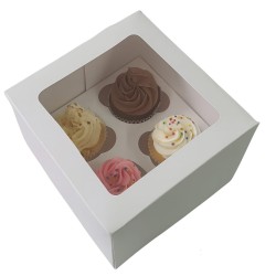Cajas Cupcakes x 4 (17 x 17 h: 11 cm) c/ Visor y Separador (x 10 unid)