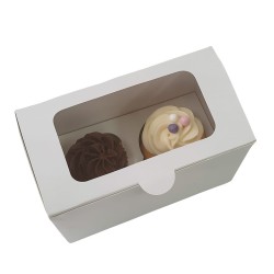 Cajas Cupcakes x 2 (17 x 9,5 h: 10 cm) c/ Visor y Separador (x 10 unid)