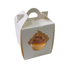Cajas Cupcakes x 1 (9 x 9 h: 10,5 cm) c/ Visor y Separador (x 10 unid)