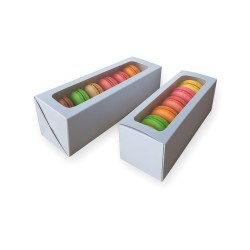 Cajas MACARRONS x 9 con Visor (25 x 6 cm h: 6 cm) x 10 unidades