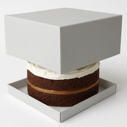 Caja Torta Cartulina Blanca + Tapa 28 x 28 h: 15 cm (x 10 unidades)