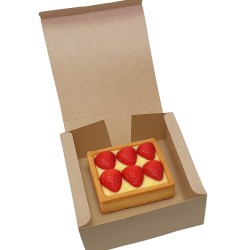 Estuche Cartulina Kraft Tarta Individual (14 x 14 h: 6 cm) x 10 unidades