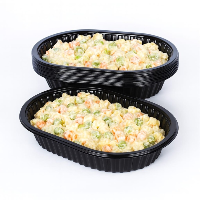 Bandeja 105 PET NEGRA OVAL Bandex (x 100 unidades)