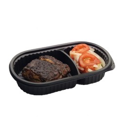 Bandeja Negra 106 Apta Micro Oval 2 Divisiones (x 100 unidades)
