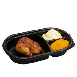Bandeja Negra 106 Apta Micro Oval 3 Divisiones (x 100 unidades)