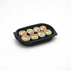 Bandeja Negra SUSHI con tapa cristal Cotnyl (15 x 19 cm) x 50 unid
