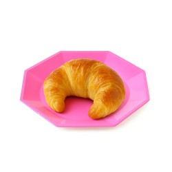 Plato Octogonal Postre 17 cm Rosa Pastel (x 10 unidades)