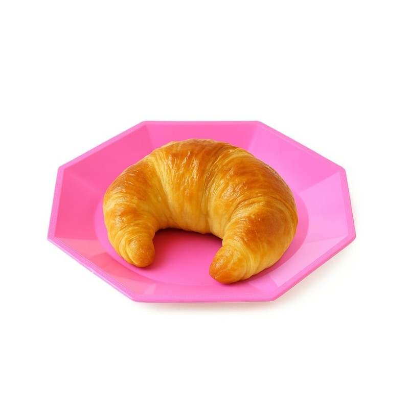 Plato Octogonal Postre 17 cm Rosa Pastel (x 10 unidades)