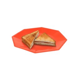 Plato Octogonal Postre 17 cm Naranja (x 10 unidades)