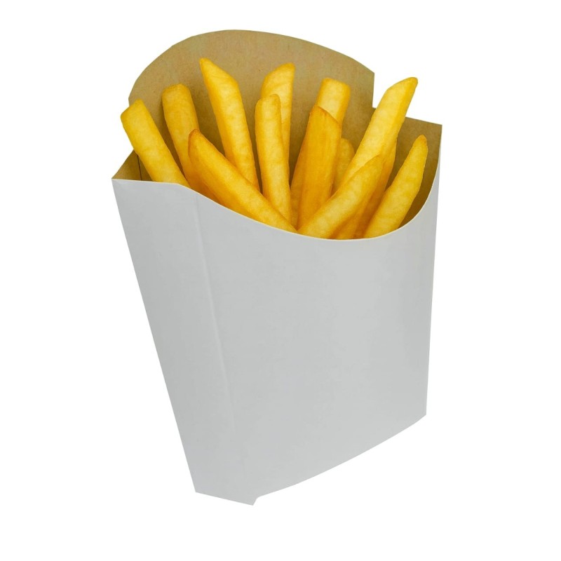 Porta Papas Fritas Tipo Mc Cartulina Blanca B/M (x 100 unidades)