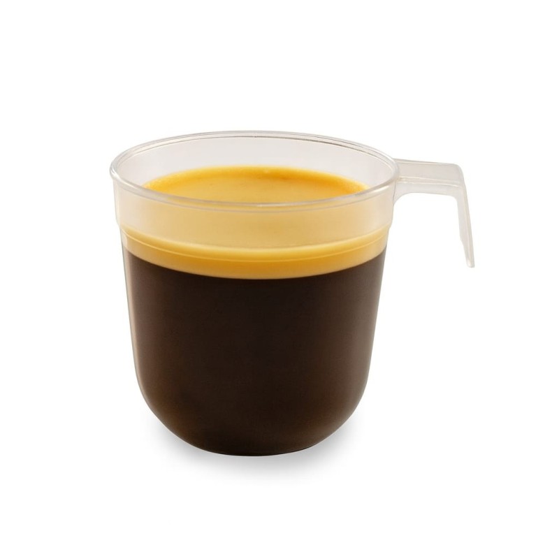 Taza plástica CRISTAL p/café doble 190 cc (x 50 unidades)