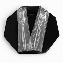Tenedor + Cuchillo Cristal Ensobrados (caja x 500 juegos)