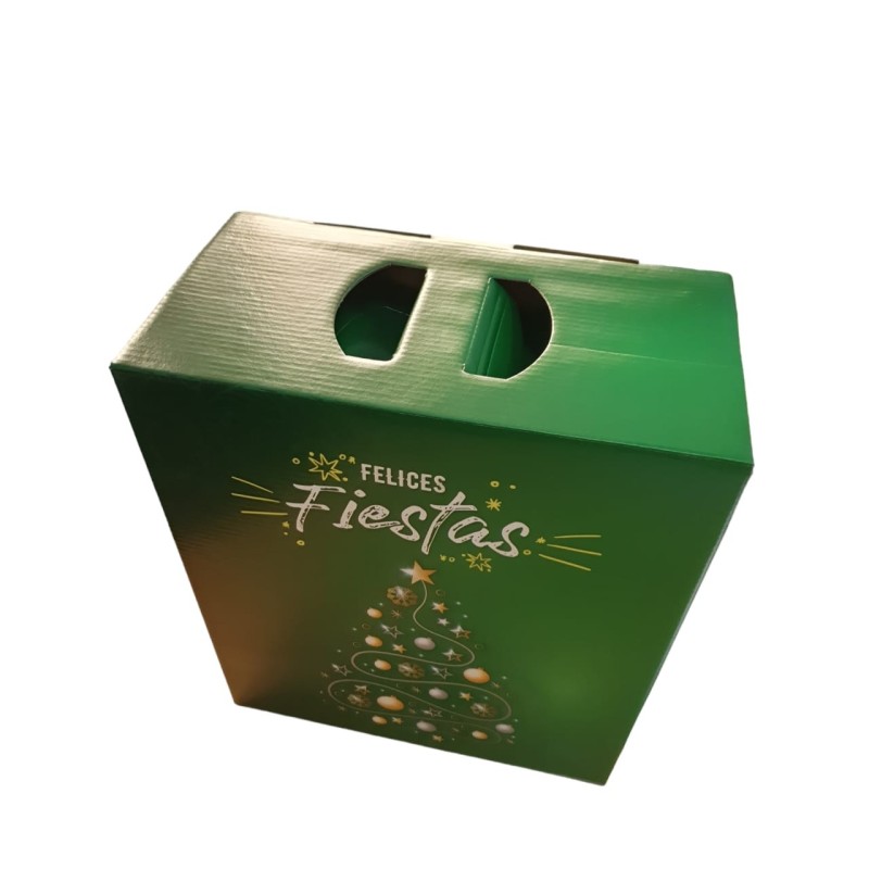 Maletin Navideño/Felices Fiestas VERDE (30 x 16 x 34 cm) x unidad