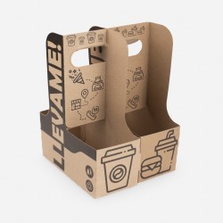 Porta Vasos CANASTA Doble LLEVAME Cartulina Kraft BIO (x 50)