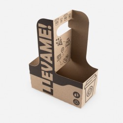 Porta Vasos CANASTA Doble LLEVAME Cartulina Kraft BIO (x 50)