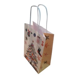 Bolsa Felices Fiestas "Merry Tree" 14 x 8 x 20 cm c/manija