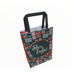 Bolsa Felices Fiestas "Muérdago" 14 x 8 x 20 cm c/manija