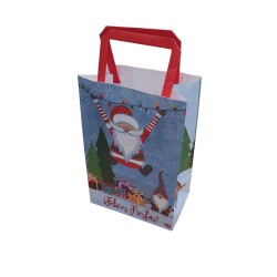 Bolsa Felices Fiestas "Funny Noel" 14 x 8 x 20 cm c/manija