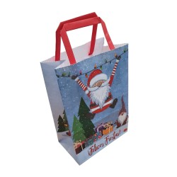 Bolsa Felices Fiestas "Funny Noel" 14 x 8 x 20 cm c/manija