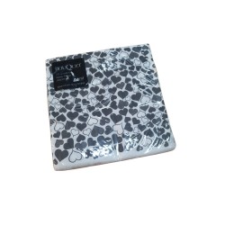 Servilletas Bouquet D/P 33 x 33 Corazón Negro (x 25 unidades)