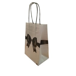 Bolsa de Papel Blanco "LAZO DE NOCHE" 14 x 8 x 20 cm c/manija