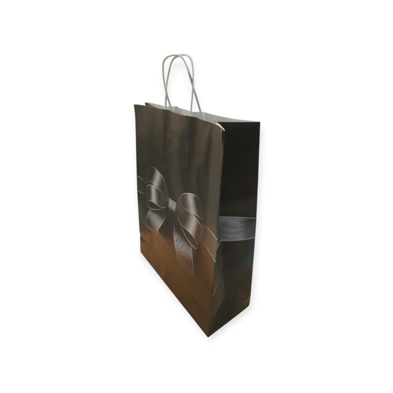 Bolsa de Papel Negro "LAZO DE NOCHE" 30 x 12 x 41 cm c/manija
