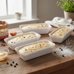 Molde Budín Papel Parafinado Blanco 165 x 55 h: 55 mm (x 100 un)