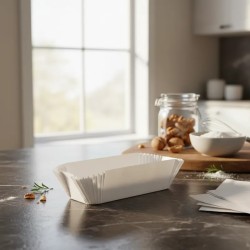 Molde Budín Papel Parafinado Blanco 165 x 55 h: 55 mm (x 100 un)