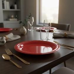 Plato TAMI ROJO Redondo 23 cm Resistente (x 12 unidades)