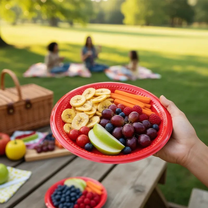 Plato TAMI ROJO Redondo 23 cm Resistente (x 12 unidades)