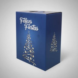 Caja Navideña / Maletin Felices Fiestas AZUL (30 x 16 x 34 cm) x unidad