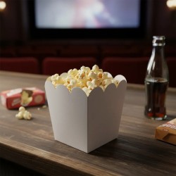 Mini Pochoclera / Caramelera Cartulina Blanca (8,5 x 8,5 x 10 cm) x 50 un