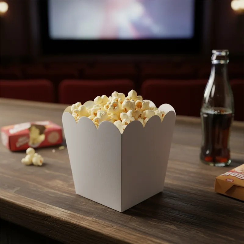 Mini Pochoclera / Caramelera Cartulina Blanca (8,5 x 8,5 x 10 cm) x 50 un